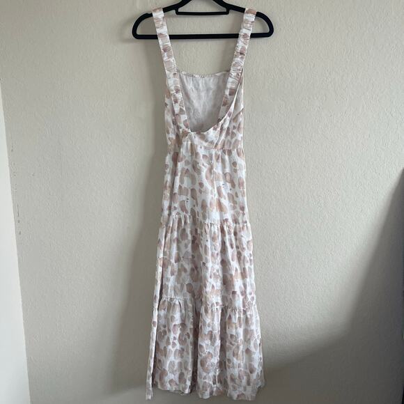 Anthropologie Cloth & Stone Scrunch Strap Linen Tiered Midi Dress - Size S - Picture 3 of 6